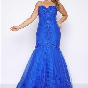 Electric Blue Corset Mermaid MacDuggal Size 14w